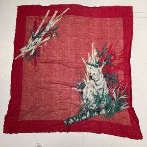 Square Scarf 48.5 x 51 Red White Bear